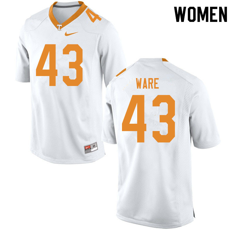 Women #43 Marshall Ware Tennessee Volunteers College Football Jerseys Sale-White